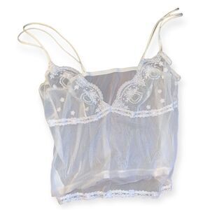 Vintage y2k embroidered mesh crop cami